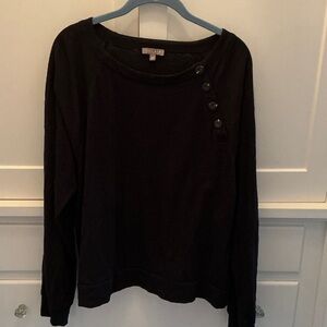 Lilla P Charcoal Button-Accent Top